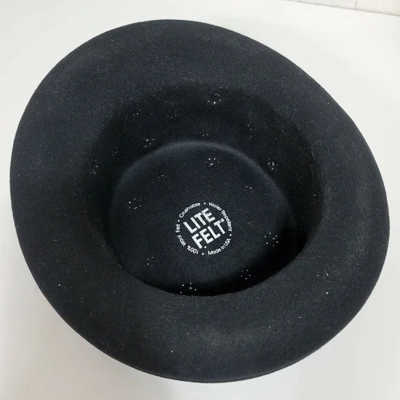 Vintage Black LiteFelt Wool Hat Gold Studded Steampunk Western‎ Bowler Style USA - Picture 8 of 9